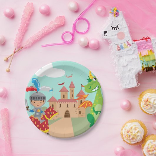 Ritter-Schloss und Drache Pappteller (Party)