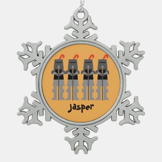 Ritter Schneeflocken Zinn-Ornament (Vorderseite)