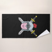 Ritter Schweinchen mit Rüstung Helm und Schwert Badehandtuch (Badehandtuch)