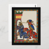 Ritter stürmen Burg, 14. Jahrhundert Postkarte (Vorne/Hinten)