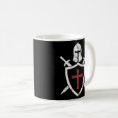 Ritter Templar Helmet Kreuz und Schwert Mittelalte Kaffeetasse (VorderseiteRechts)