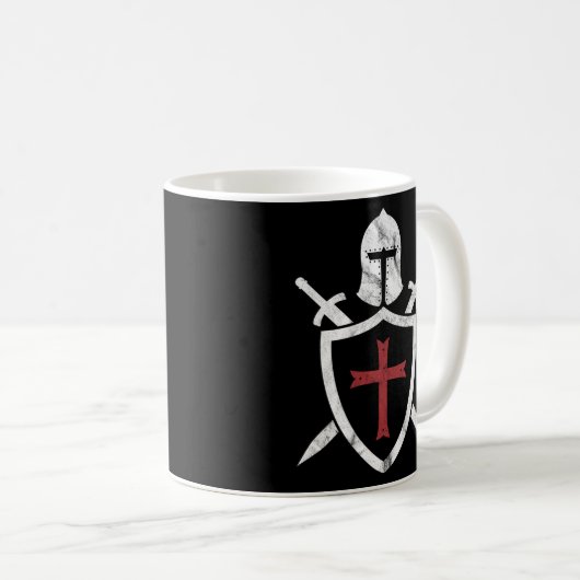 Ritter Templar Helmet Kreuz und Schwert Mittelalte Kaffeetasse (VorderseiteRechts)
