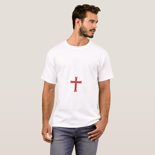 Ritter Templar Helmet Kreuz und Schwert Mittelalte T-Shirt (Vorne ganz)