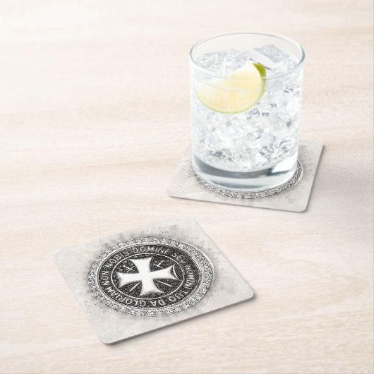 Ritter Templar Mittelalterliches Cross Siegel Cust Rechteckiger Pappuntersetzer (Vor Ort)