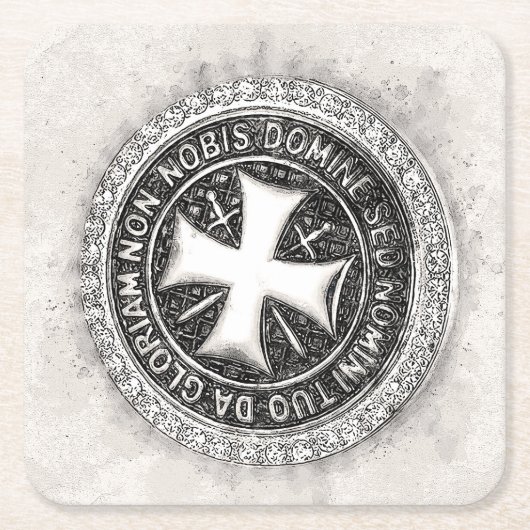 Ritter Templar Mittelalterliches Cross Siegel Cust Rechteckiger Pappuntersetzer (Vorderseite)