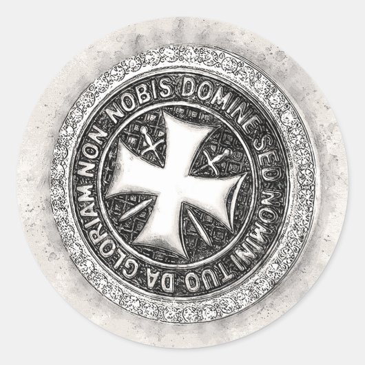 Ritter Templar Mittelalterliches Cross Siegel Cust Runder Aufkleber (Vorderseite)