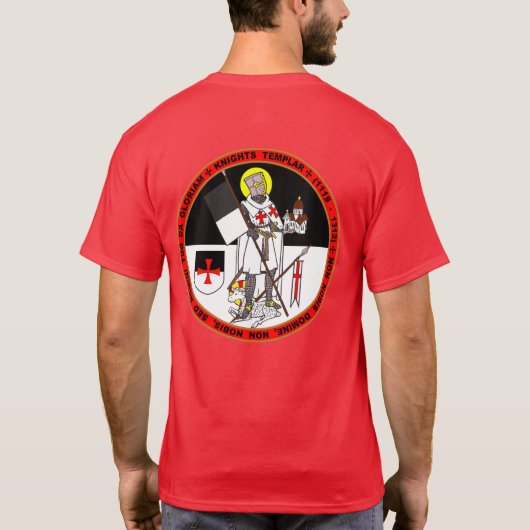 Ritter Templar schwarzes u. weißes Siegel-Shirt T-Shirt (Rückseite)