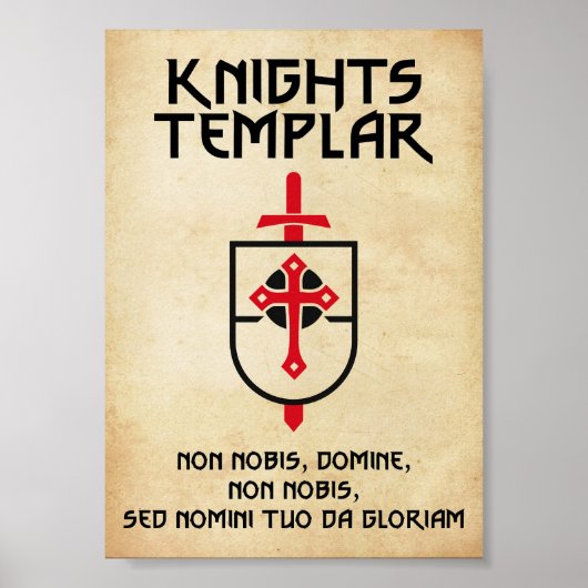Ritter Templer Vintag Papyrus Mittelalter Kunst, D Poster (Vorne)