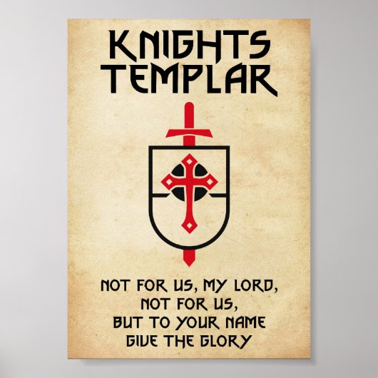 Ritter Templer Vintages Kreuz Mittelalter Kunst Poster (Vorne)