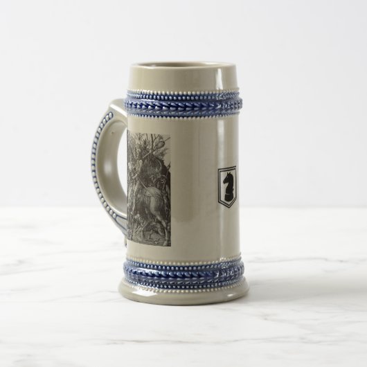 Ritter, Tod und der Teufelbier Stein Bierglas (Vorderseite Links)