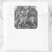 Ritter, Tod und Teufel, 1513 (Gravieren) Quadratischer Aufkleber (Tasche)