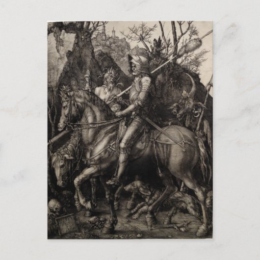 Ritter, Tod und Teufel durch Albrecht Durer Postkarte (Vorderseite)