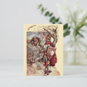 Ritter & Troll Vintag mittelalterliche Fantasy Kun Postkarte (Stehend Vorderseite)