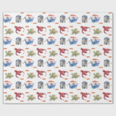 Ritter und Drache Geschenkpapier (Flach)