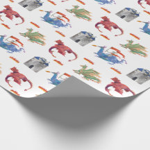 Ritter und Drache Geschenkpapier