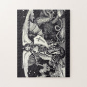 Ritter und Drache im Mittelalter Puzzle (Vertikal)