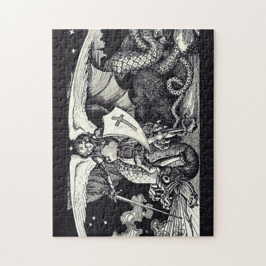 Ritter und Drache im Mittelalter Puzzle (Vertikal)