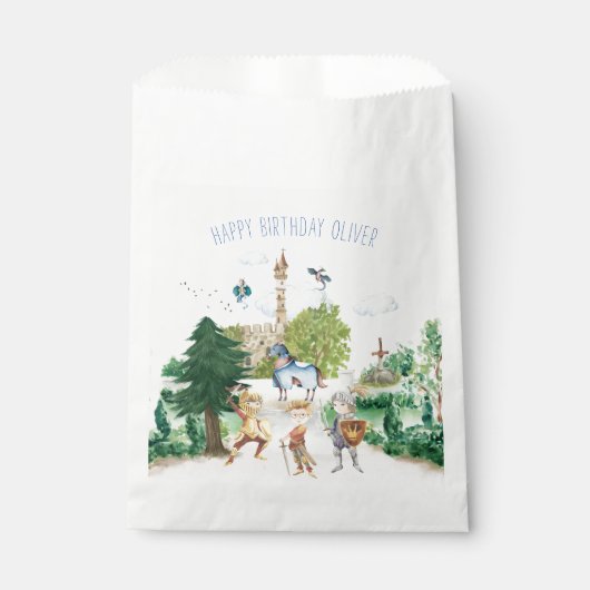 Ritter und Drachen | Königlicher Mittelalter Gebur Geschenktütchen (Vorderseite)