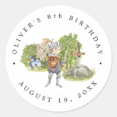 Ritter und Drachen | Königlicher Mittelalter Gebur Runder Aufkleber (Vorderseite)