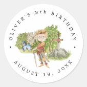 Ritter und Drachen | Königlicher Mittelalter Gebur Runder Aufkleber (Vorderseite)