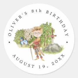 Ritter und Drachen | Königlicher Mittelalter Gebur Runder Aufkleber