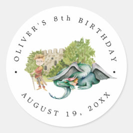 Ritter und Drachen | Königlicher Mittelalter Gebur Runder Aufkleber