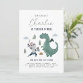 Ritter und Drachen Königliches Mittelalter Einladu Einladung (Stehend Vorderseite)