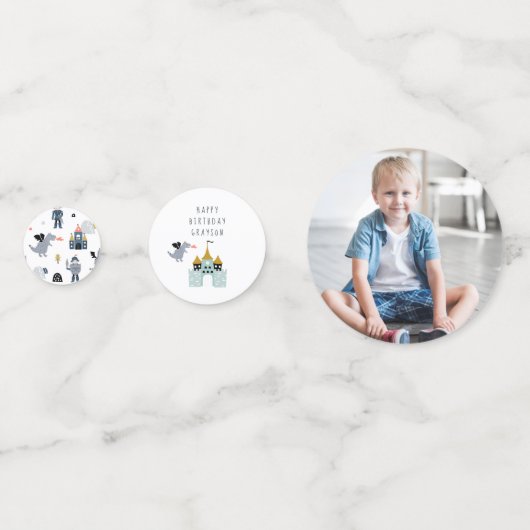 Ritter und Drachen | Personalisierter Geburtstag Konfetti (Vorderseiten)