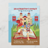 Ritter und Drachenbuch Boy Birthday Einladung (Vorne/Hinten)