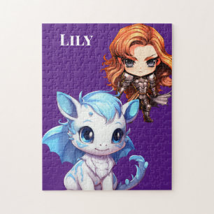 Ritter und Drachenmädchen Puzzle