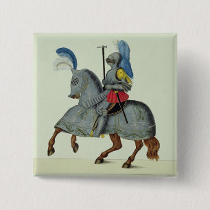 Ritter und Pferd in der Rüstung, Platte von 'eine Button