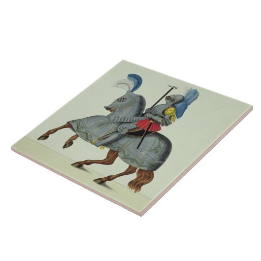Ritter und Pferd in der Rüstung, Platte von 'einer Fliese (Seite)