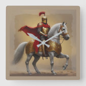 Ritter und Pferd Quadratische Wanduhr (Vorderseite)