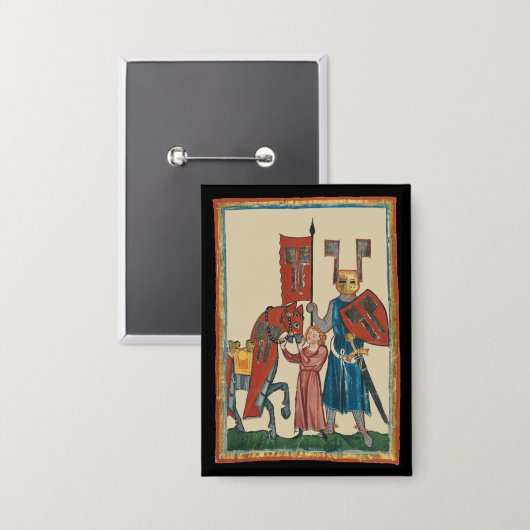 Ritter und Squire, mittelalterliche Kunst des 14. Button (Vorderseite/Rückseite)
