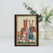 Ritter und Squire, mittelalterliche Kunst des 14.  Postkarte (Stehend Vorderseite)