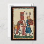 Ritter und Squire, mittelalterliche Kunst des 14. Postkarte (Vorne/Hinten)