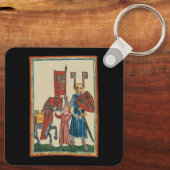 Ritter und Squire, mittelalterliche Kunst des 14. Schlüsselanhänger (Rückseite)