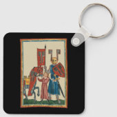 Ritter und Squire, mittelalterliche Kunst des 14. Schlüsselanhänger (Rückseite)