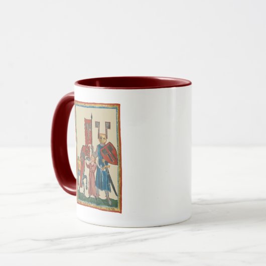Ritter und Squire, mittelalterliche Kunst des 14.  Tasse (Vorderseite Links)