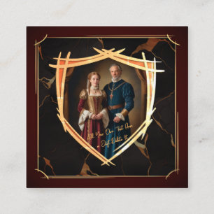 Ritter Wappen Mittelalterlich Altmodisch Quadratische Visitenkarte