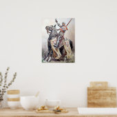 Ritter zu Pferde in Siegerpose Poster (Küche)