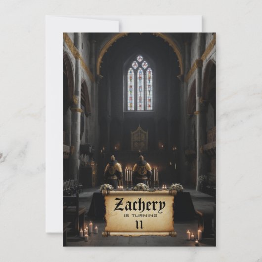 *~* Ritterburg Scroll Mittelalterliche AP88 Geburt Einladung (Vorderseite)