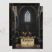 *~* Ritterburg Scroll Mittelalterliche AP88 Geburt Einladung (Vorne/Hinten)