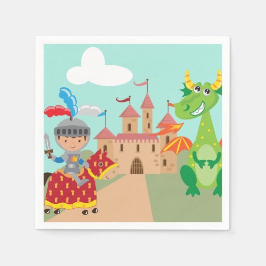 Ritterburg und Drache Serviette (Vorderseite)