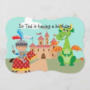 Ritterburg und Dragon zum Geburtstag einladen Einladung