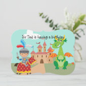 Ritterburg und Dragon zum Geburtstag einladen Einladung (Stehend Vorderseite)