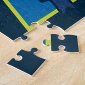 Ritterprinz Wappen personalisiert Bärenblau grün Puzzle (Seite)