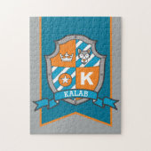 Ritterprinz Wappen personalisiert Wolf Orange aqua Puzzle (Vertikal)