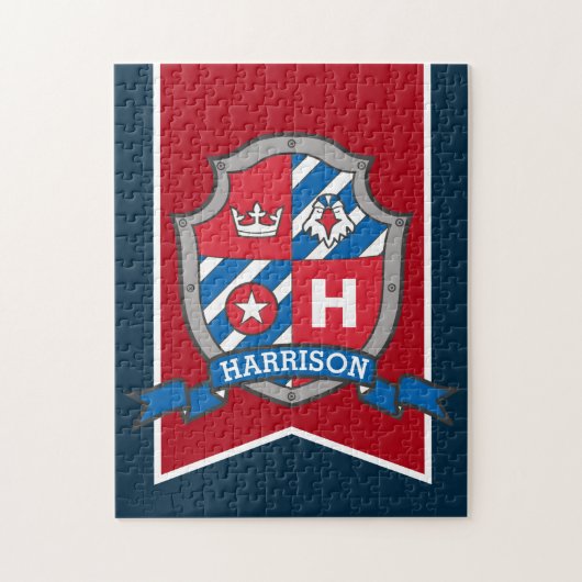 Ritterprinz Wappen personalisierter Adler Puzzle (Vertikal)