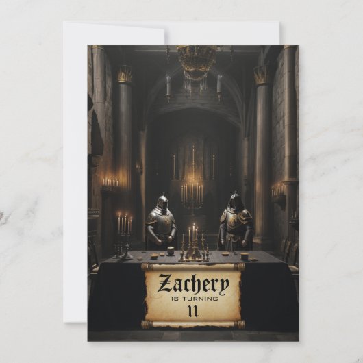 *~* Ritterrüstung AP88 Burg Mittelalter Geburtstag Einladung (Vorderseite)